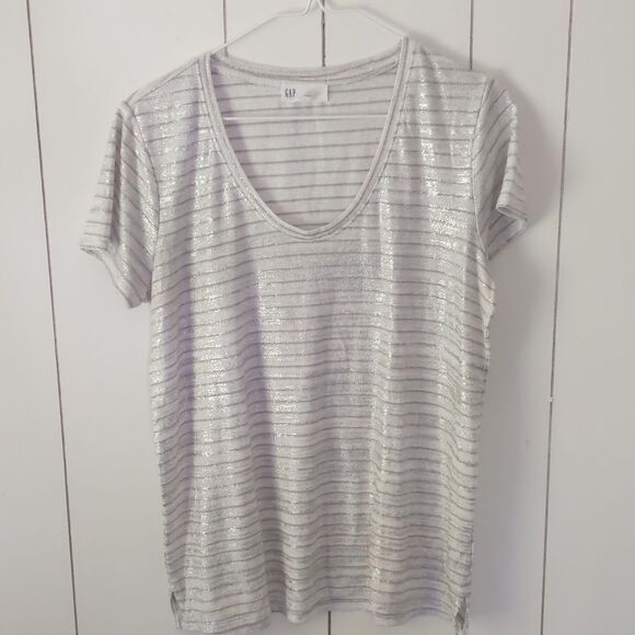 Gap Women's Linen Blend Shimmer Top M - Picture 1 of 5